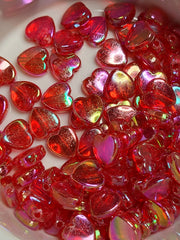 Transparent Red AB Acrylic 8mm Heart Beads