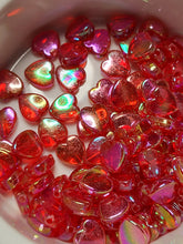 Transparent Red AB Acrylic 8mm Heart Beads