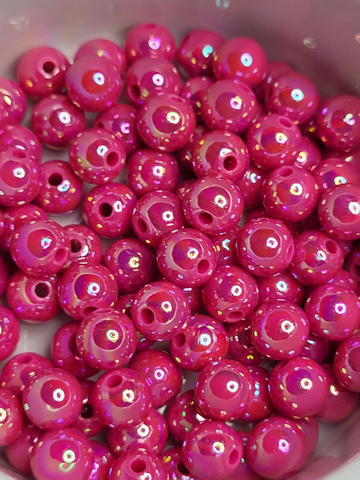 Deep Pink AB Acrylic 8mm Beads