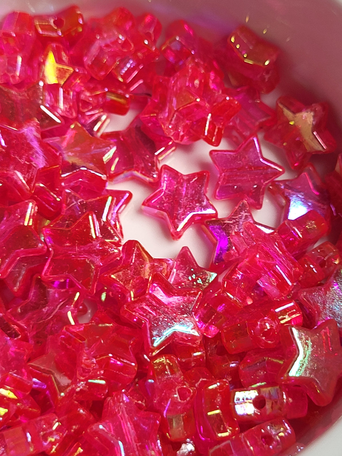 Transparent Rose AB Acrylic 10mm Star Beads