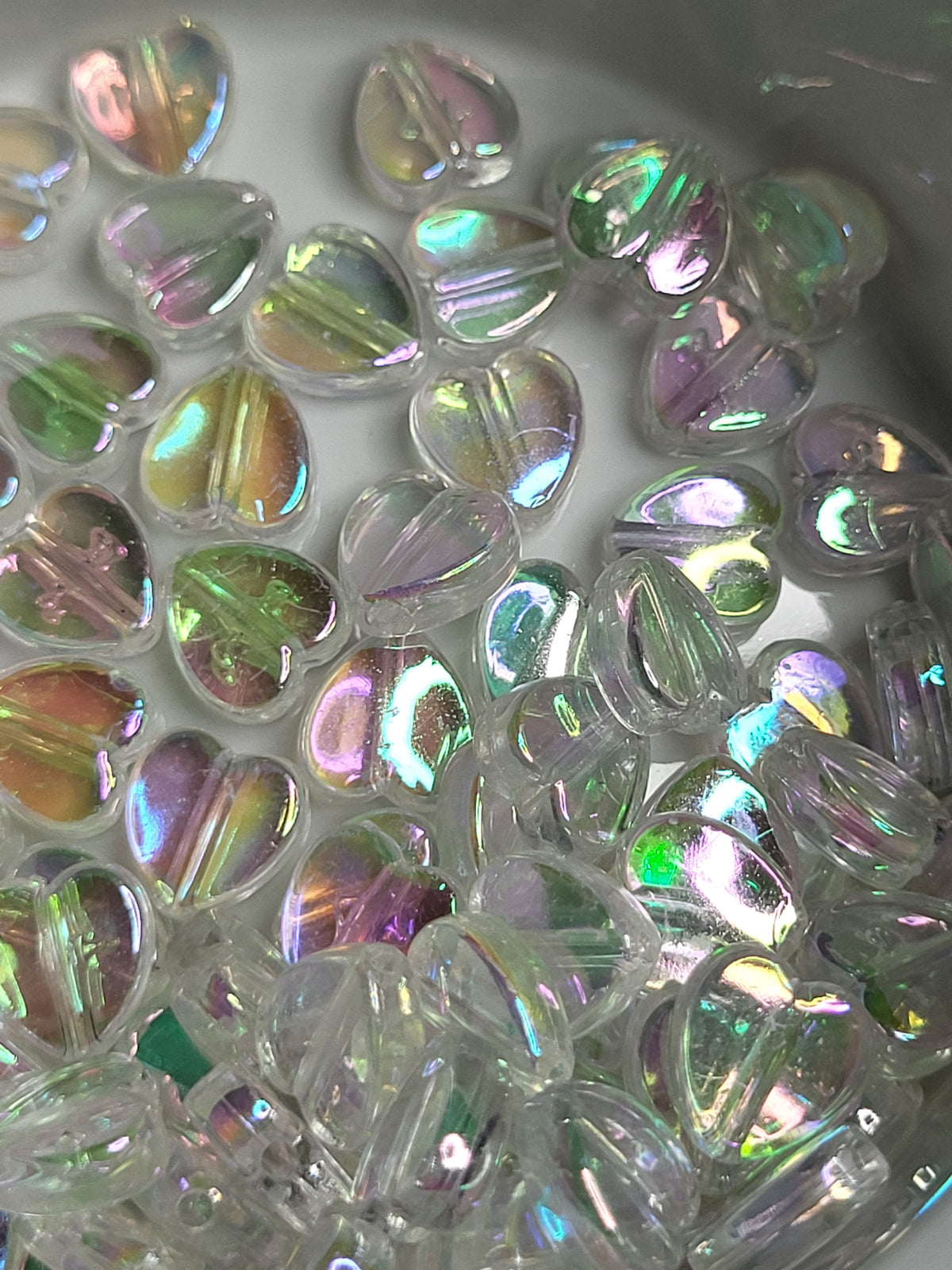 Transparent Clear AB Acrylic 8mm Heart Beads