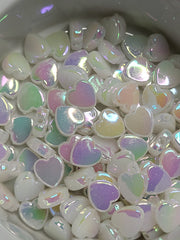 Pearly White AB Acrylic 8mm Heart Beads
