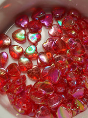 Transparent Red AB Acrylic 8mm Heart Beads