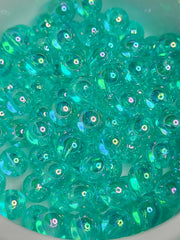 Transparent Medium Turquoise AB Acrylic 8mm Beads