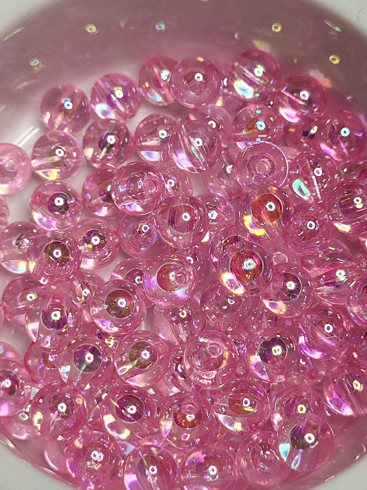 Transparent Pearl Pink AB Acrylic 8mm Beads
