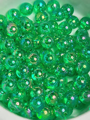 Transparent Dark Green AB Acrylic 8mm Beads