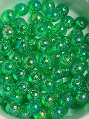 Transparent Dark Green AB Acrylic 8mm Beads
