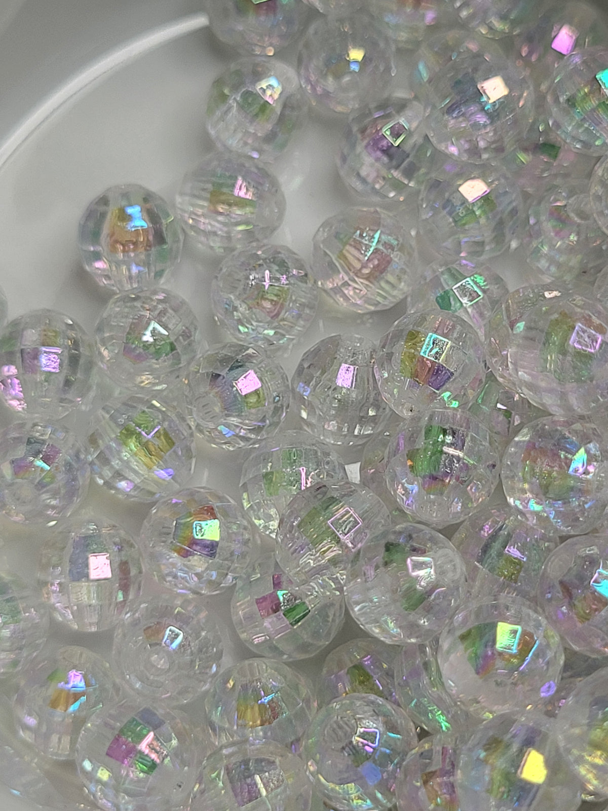 Transparent AB Faceted Disco Ball Acrylic 8mm Beads
