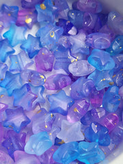 Blue/Purple Ombre Glitter Splash Acrylic 9mm Star Beads