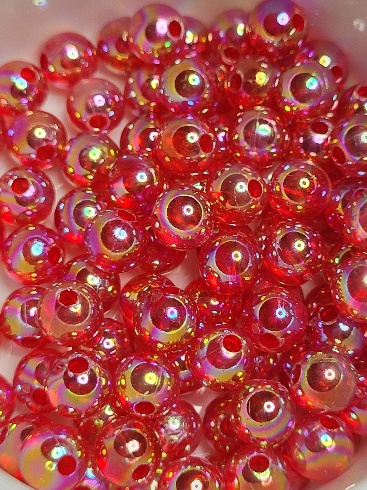 Transparent Red AB Acrylic 8mm Beads