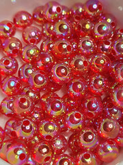 Transparent Red AB Acrylic 8mm Beads